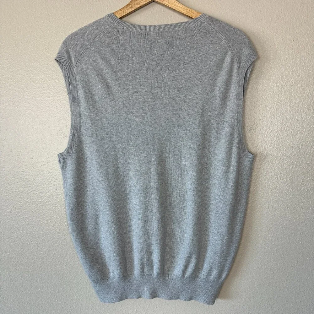 Polo Ralph Lauren Sweater Vest Men's Large V-Neck Pima Cotton Quiet Luxury Gray